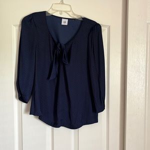 EUC cabi navy blue 3/4-sleeve “The Knot” blouse